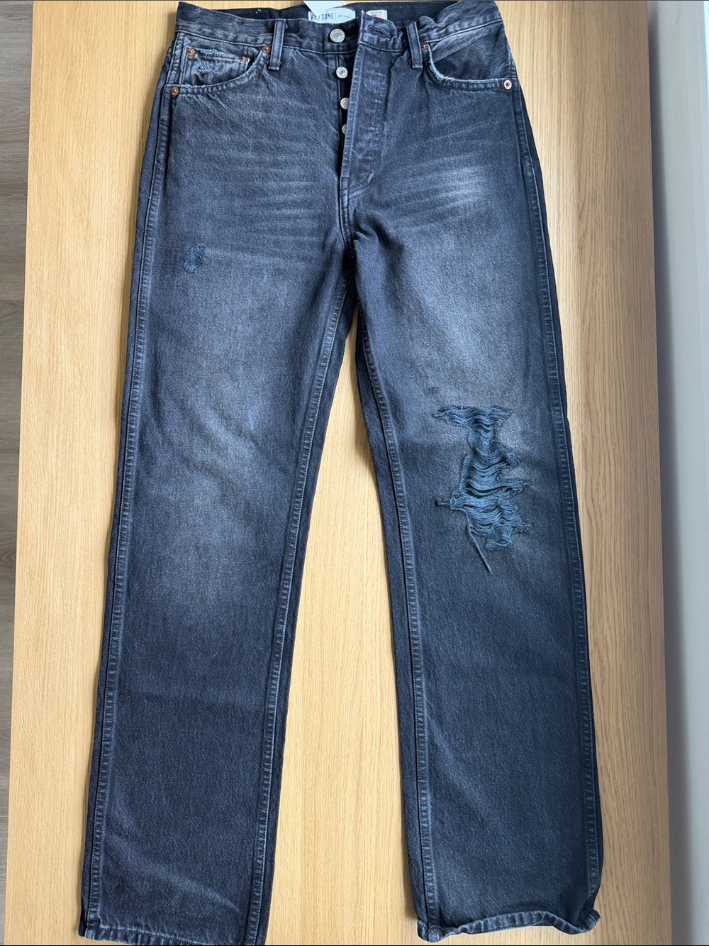 RE/DONE Black High Rise Loose Size 27 - Picture 2 of 4